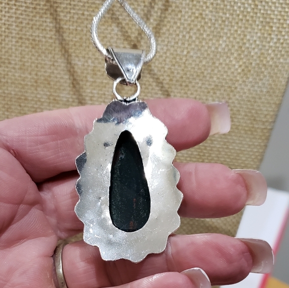 Bloodstone gemstone, 925 silver necklace - Picture 9 of 12